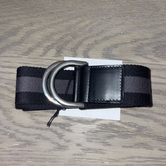 Gucci Black/Grey Canvas Stripe D Ring Belt New size 90-36 - Picture 1 of 5